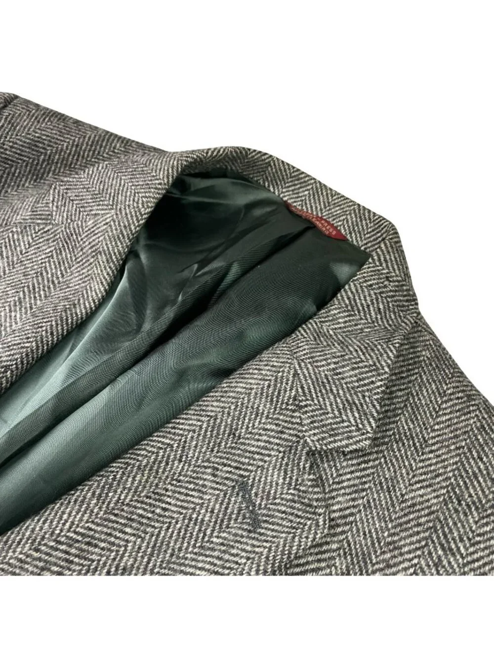 VTG Cricketeer Men's Leather Button 2-Button Tweed Blazer Gray Herringbone • 40R
